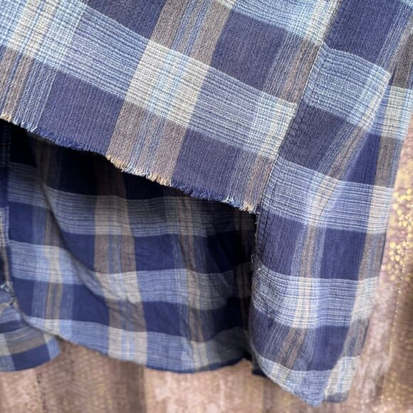 Patagonia Blue Upcycled Women's Tie Front Button Down Flannel Top Med - Picture 7 of 7